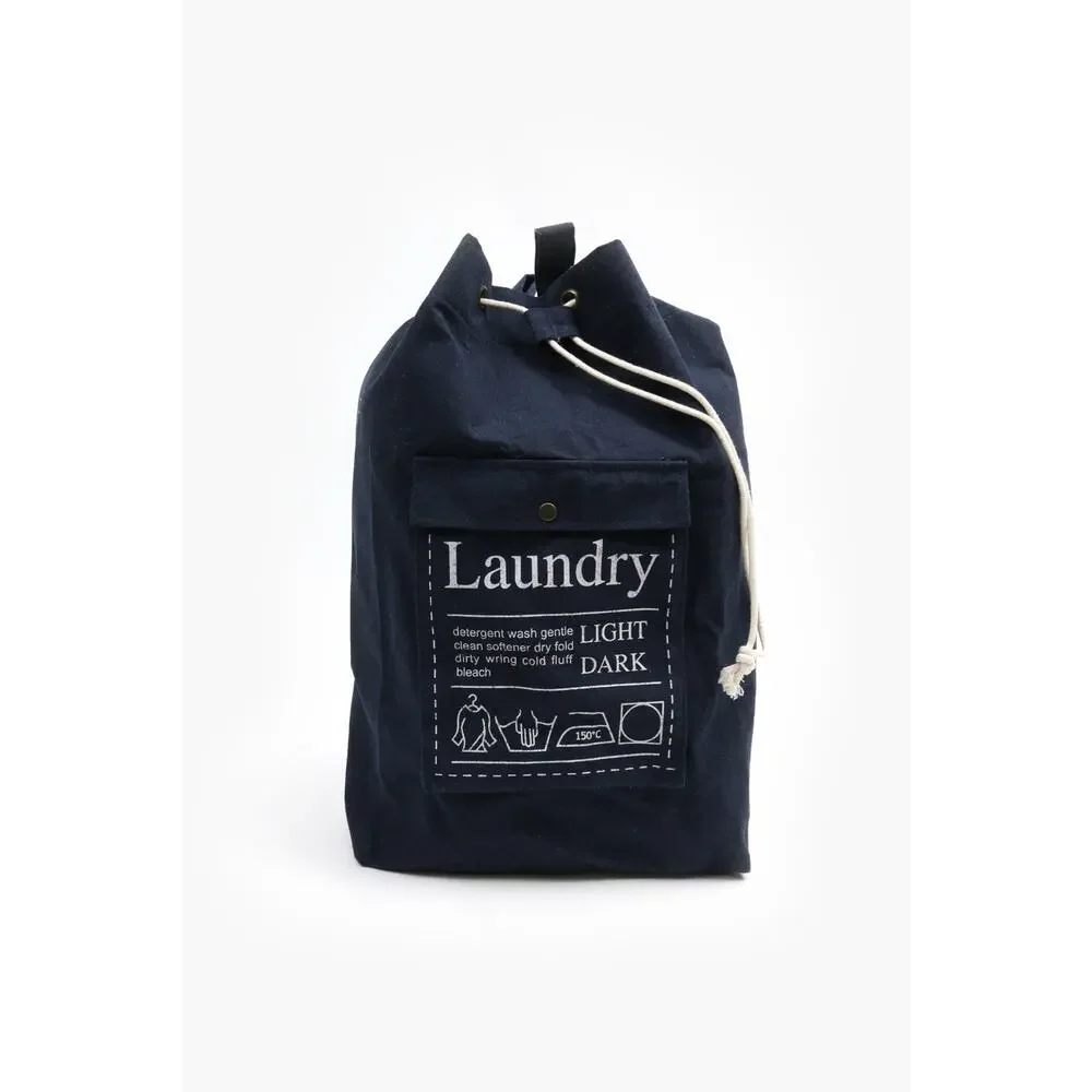 XL Laundry Bag Black Cotton Canvas drawstring portable travel friendly backpack